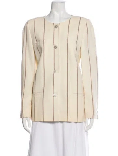 Pre-owned Valentino Vintage Wool Evening Jacket In Neutral