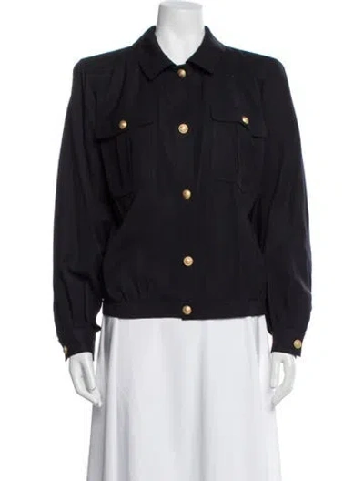 Pre-owned Valentino Vintage Wool Jacket In Blue