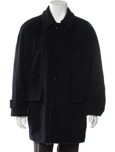 Pre-owned Valentino Vintage Wool Overcoat In Black