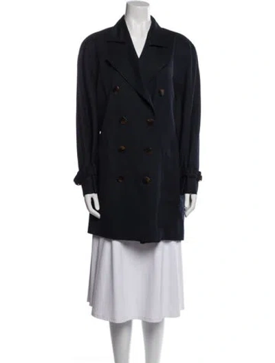 Pre-owned Valentino Vintage Wool Peacoat In Black