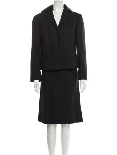Pre-owned Valentino Vintage Wool Skirt Set In Black