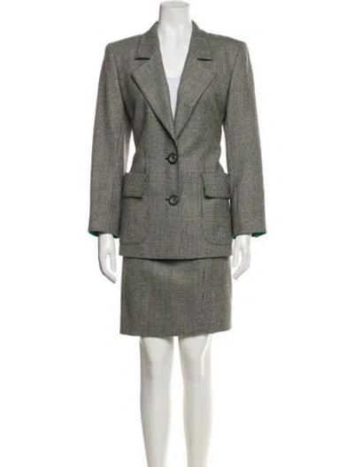 Pre-owned Valentino Vintage Wool Skirt Suit In Black