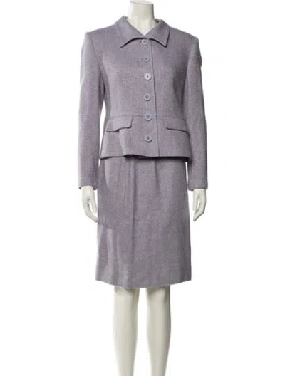 Pre-owned Valentino Vintage Wool Skirt Suit In Purple