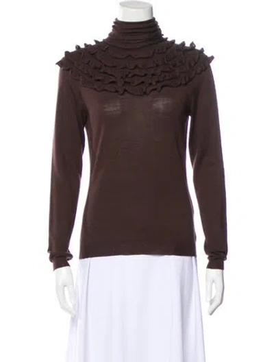 Pre-owned Valentino Vintage Wool Top In Brown
