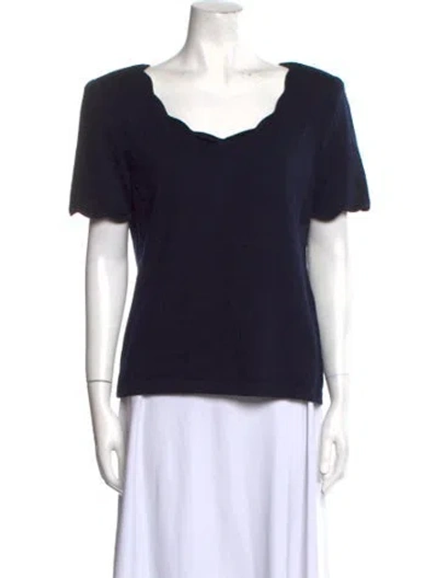 Pre-owned Valentino Vintage Wool T-shirt In Blue