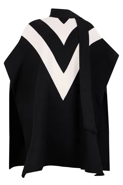 Valentino Virgin Wool And Cashmere Poncho In Black