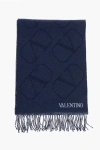 Valentino Virgin Wool And Cashmere Scarf With All-over Monogram And Fr
