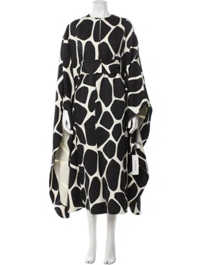 Pre-owned Valentino Virgin Wool Animal Print Coat In Black