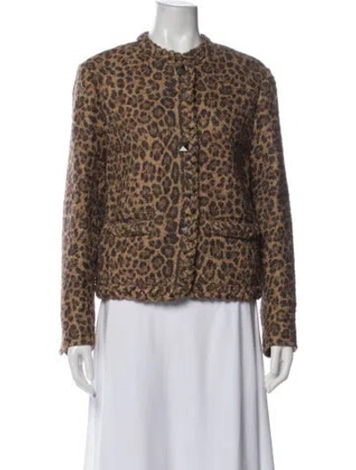Pre-owned Valentino Virgin Wool Animal Print Jacket In Neutral