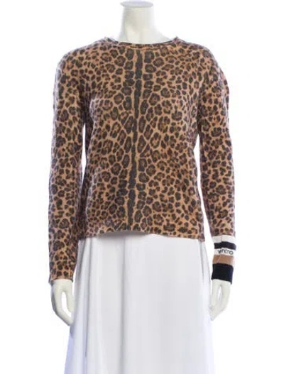 Pre-owned Valentino Virgin Wool Animal Print Sweater In Brown