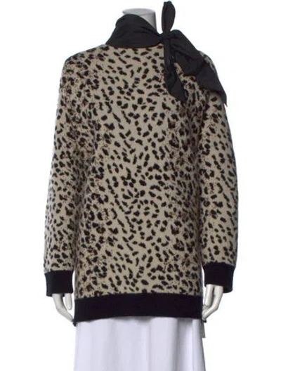 Pre-owned Valentino Virgin Wool Animal Print Sweater In Neutral