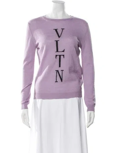 Pre-owned Valentino Virgin Wool Bateau Neckline Sweater In Purple