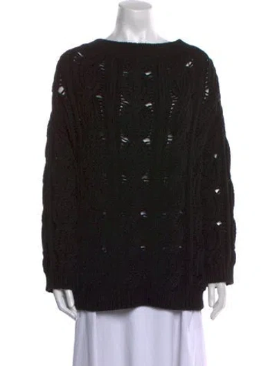 Pre-owned Valentino Virgin Wool Bateau Neckline Sweater W/ Tags In Black