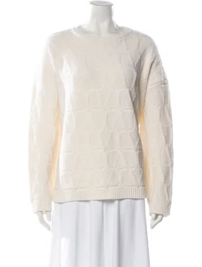 Pre-owned Valentino Virgin Wool Bateau Neckline Sweater W/ Tags In Neutral