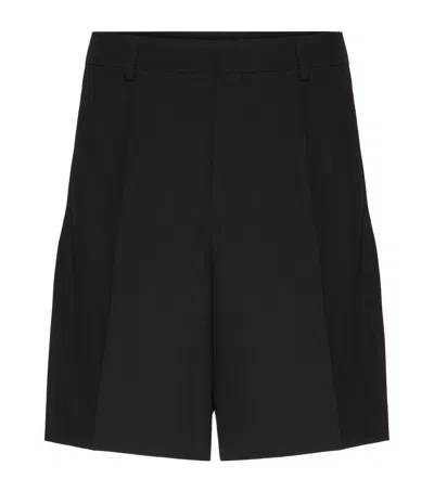 Valentino Garavani Black Bermuda Shorts With Vlogo Print In Toile Iconographe Man In Multicolor