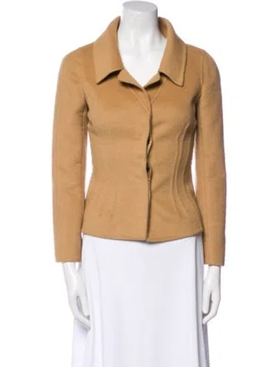 Pre-owned Valentino Virgin Wool Biker Jacket In Brown