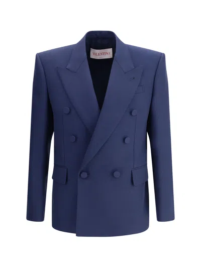 Valentino Wool Gabardine Jacket In Blue