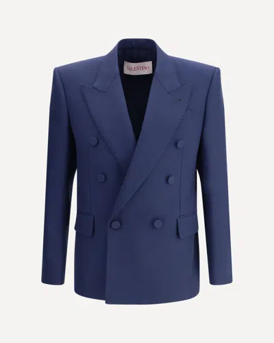 Valentino Wool Gabardine Jacket In Blue