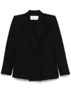 Valentino Double-breasted Tailored Jacket With Structured Shoulders In Black