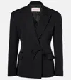 Valentino Slim Wool Blazer With Bow In Schwarz