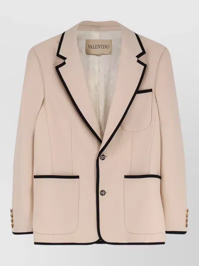 Valentino Virgin Wool Blazer Single Breasted Design In Pink