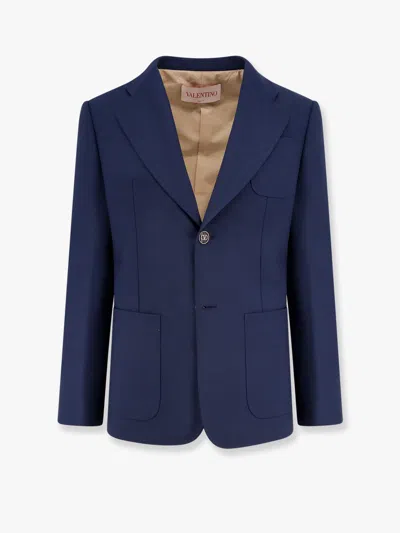 VALENTINO VIRGIN WOOL BLAZER WITH LOGOED BUTTONS