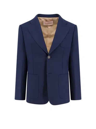 VALENTINO VIRGIN WOOL BLAZER WITH LOGOED BUTTONS