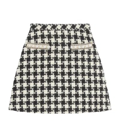 Valentino Virgin Wool-blend Houndstooth Mini Skirt In Multi