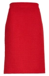 Valentino High-rise Wool-blend Tweed Pencil Skirt In Red