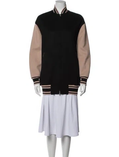 Pre-owned Valentino Virgin Wool Bomber Jacket In Black