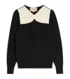 Valentino Bow-detailed Two-tone Wool Sweater In Black