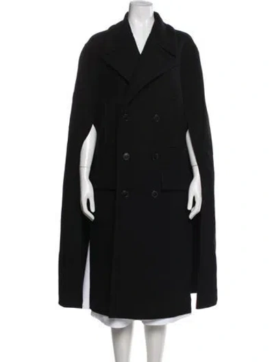 Pre-owned Valentino Virgin Wool Cape In Black