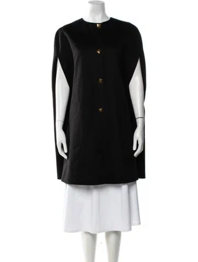 Pre-owned Valentino Virgin Wool Cape In Black
