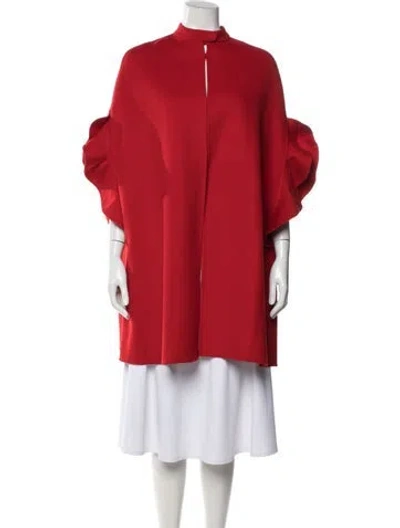 Pre-owned Valentino Virgin Wool Cape In Red