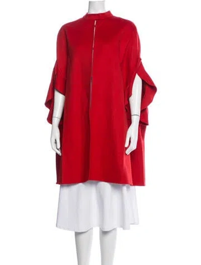 Pre-owned Valentino Virgin Wool Cape In Red