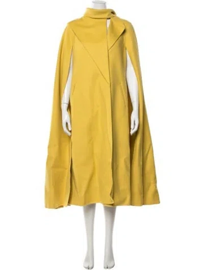 Pre-owned Valentino Virgin Wool Cape In Yellow