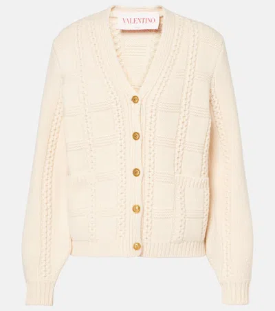 Valentino Virgin Wool Cardigan In Beige