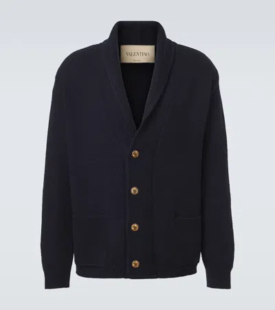 Valentino Virgin Wool Cardigan In Blue