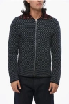 Valentino Virgin Wool Cardigan With Zip Closure And Studs On The Colla In Black