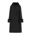 Valentino Faux Fur-trimmed Double-breasted Coat In Black