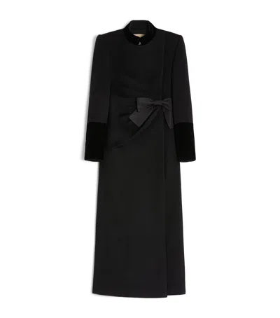 Valentino Virgin Wool-cashmere Bow-detailing Overcoat In Black