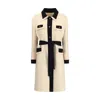 Valentino Belted Collar Coat With Contrasting Profiles And Pockets