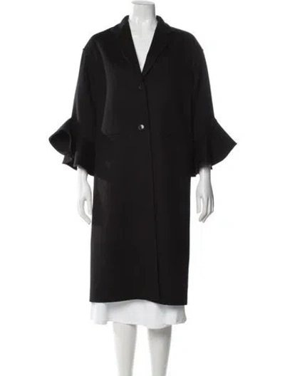 Pre-owned Valentino Virgin Wool Coat In Black