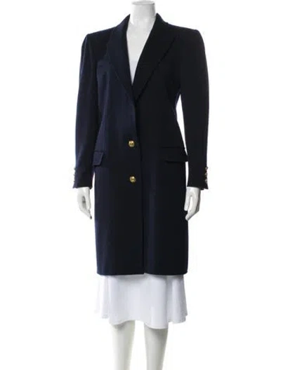Pre-owned Valentino Virgin Wool Coat In Blue