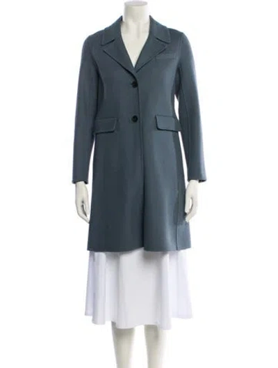 Pre-owned Valentino Virgin Wool Coat In Blue
