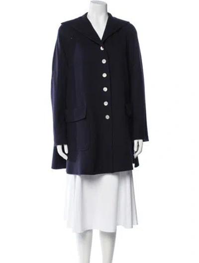 Pre-owned Valentino Virgin Wool Coat In Blue