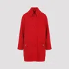 Valentino Wool Coat With Ribbed Collar And Cuffs In Red
