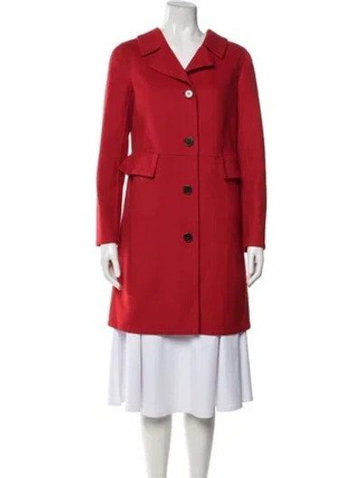Pre-owned Valentino Virgin Wool Coat In Red
