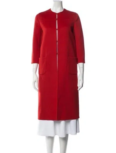 Pre-owned Valentino Virgin Wool Coat In Red