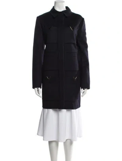Pre-owned Valentino Virgin Wool Coat W/ Tags In Blue